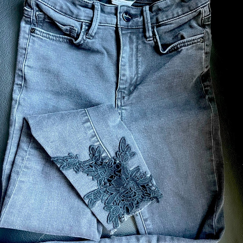 Sam Edelman black jeans w/ distressed lace